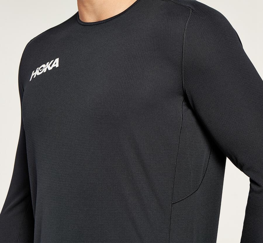 Tops Mens - Hoka One One Performance 3/4 Sleeve - Black - SIUEOWQ-35